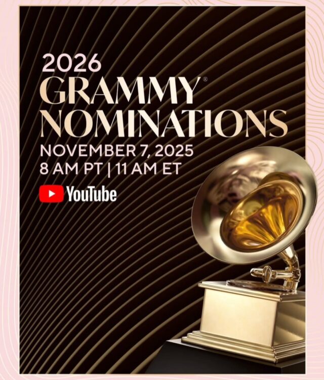 Can't wait the 2026 GRAMMYS nominations Friday, Nov. 7, 2025, starting at 8 a.m. PT / 11 a.m. ET. on live.GRAMMY.com and YouTube. 
#grammys #grammy #grammynomination